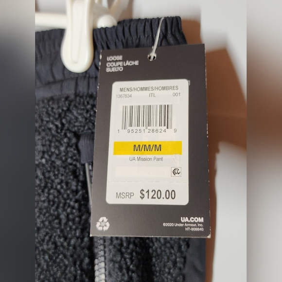 Under Armour Mission Pants Black Medium Loose Fit Fleece Pockets Drawstring - Picture 8 of 14